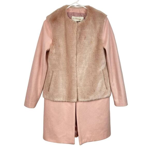 ZARA Faux Fur Panel Coat in Pink - Picture 4 of 11